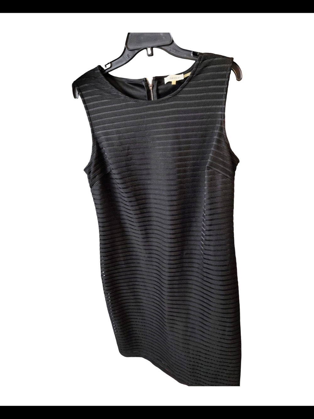 Calvin Klein Black Textured Sleeveless Sheath Dress